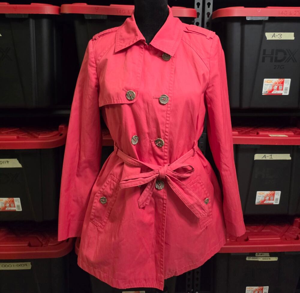 INC International Concepts Pink Belted Trench Coat Jacket Women’s Size Large